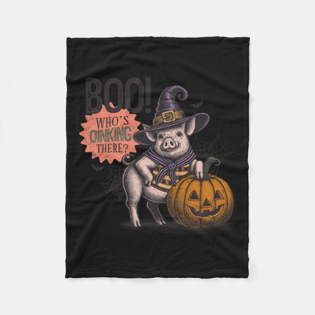 Boo Who's Oinking There Halloween Funny Pig Liebha Fleecedecke (Vorderseite)