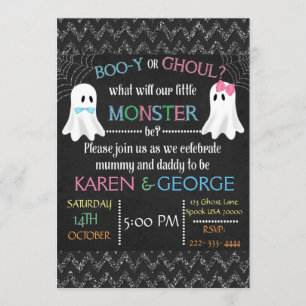 Boo-y ou Ghoul Halloween Invitation de révélation