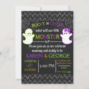 Boo-y ou Ghoul Halloween Invitation de révélation 