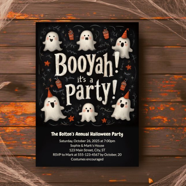 Boo Ya Halloween Niedlich Ghosts Booyah Kostüm Par Einladung (Von Creator hochgeladen)