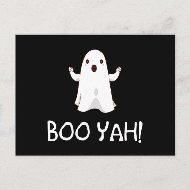 Boo Yah Funny Halloween Ghost Postkarte (Vorderseite)