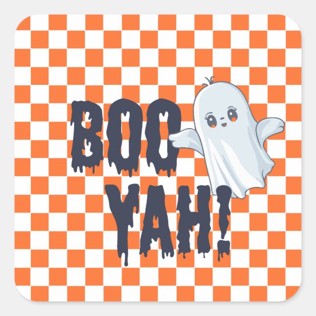 Boo-yah-Geist Quadratischer Aufkleber (Vorderseite)