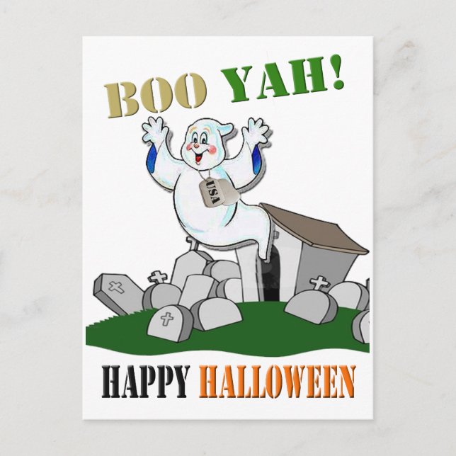 Boo Yah! Happy Halloween Postcard Postkarte (Vorderseite)