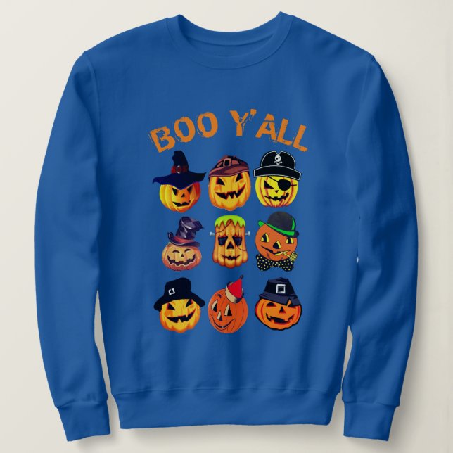 Boo Yall Hoodie, Halloween Pumpkin Carving Collage Sweatshirt (Design vorne)