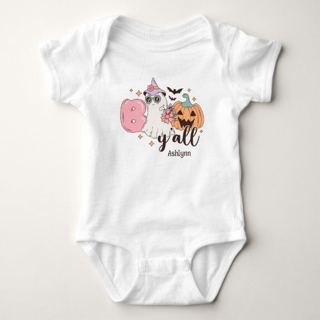 Boo Y'all Personalisiert Halloween Baby Strampler (Vorderseite)