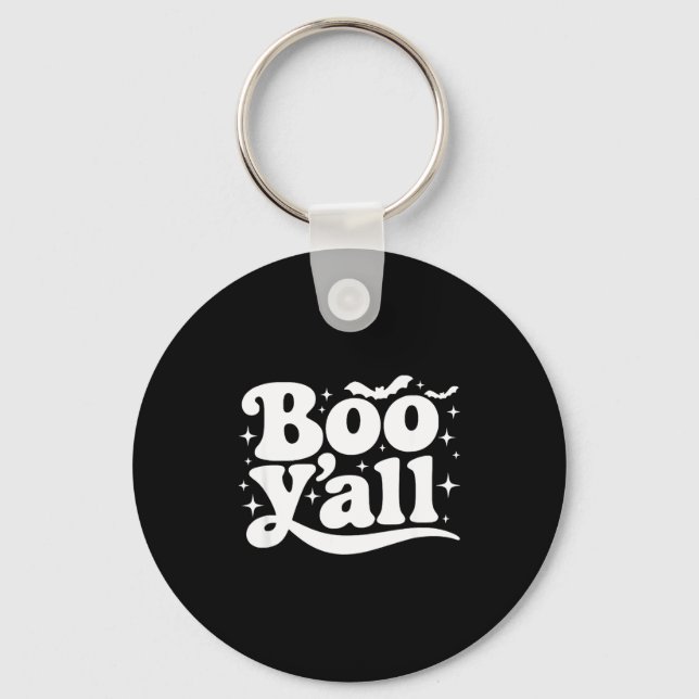 Boo Y'all Southern Retro Halloween Quote Saying Ba Schlüsselanhänger (Vorderseite)