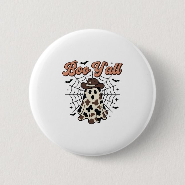 Boo Yall Western Geist Halloween Design Button (Vorderseite)