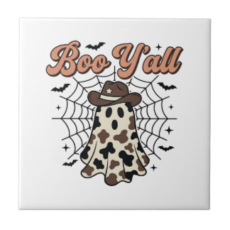 Boo Yall Western Geist Halloween Design Fliese