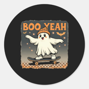 Boo Yeah Halloween Lustiger Spuk Geist Skateboard Runder Aufkleber