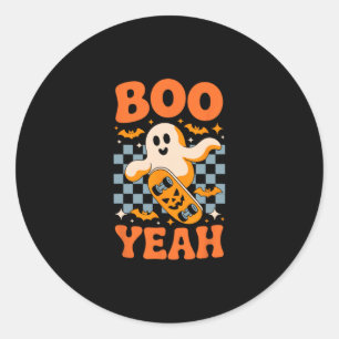 Boo Yeah Skateboarding Geist Lustiger Halloween Sk Runder Aufkleber