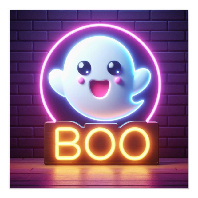 BOO Yellow Halloween Ghost Fotodruck (Vorne)