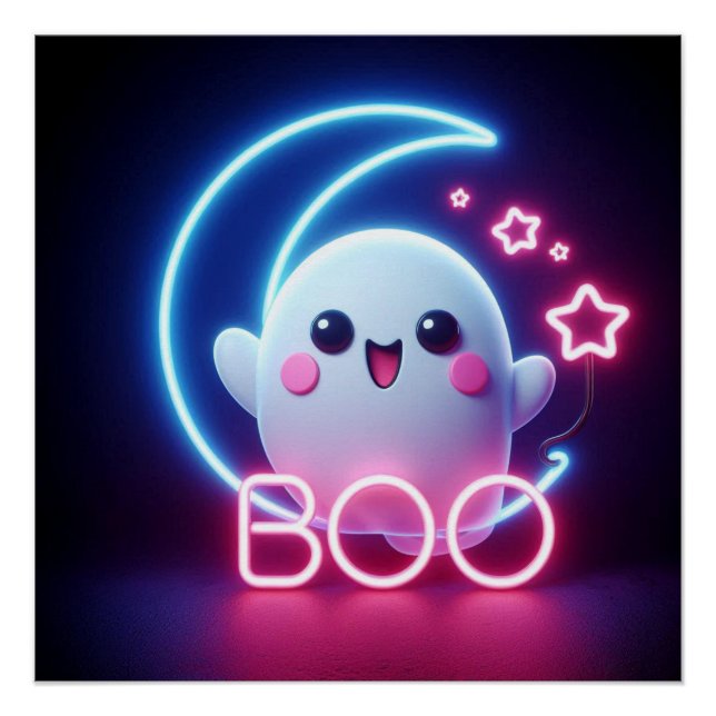 BOO Yellow Halloween Ghost Poster (Vorderseite)