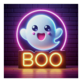 BOO Yellow Halloween Ghost Poster