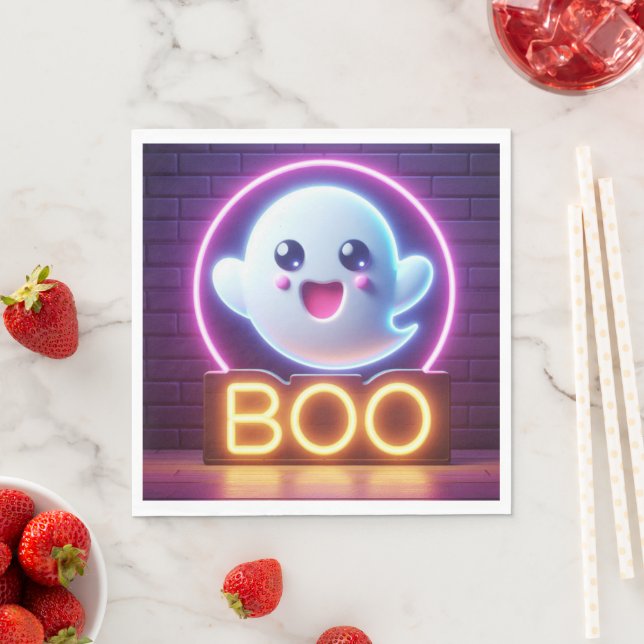 BOO Yellow Halloween Ghost Serviette (Beispiel)