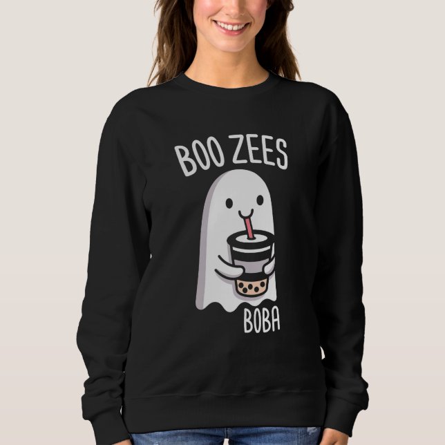 Boo Zees Boba Ghost – Cute Spooky Bubble Tea Fan Sweatshirt (Vorderseite)