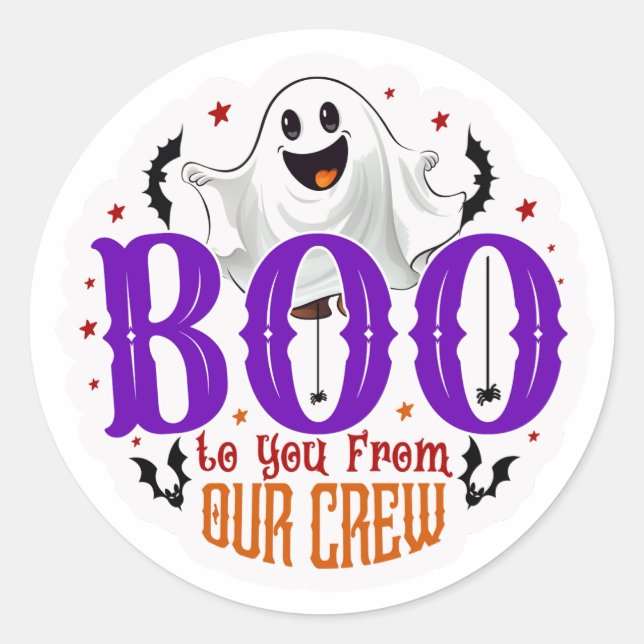 Boo zu dir vom Halloween-Aufkleber unserer Crew Runder Aufkleber (Vorderseite)