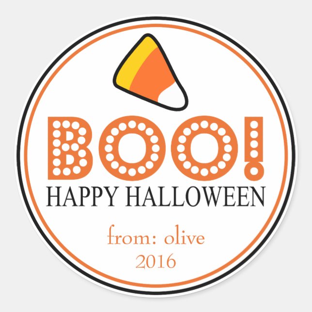 Boo! Zuckermais (schwarz / orange) Runder Aufkleber (Vorderseite)