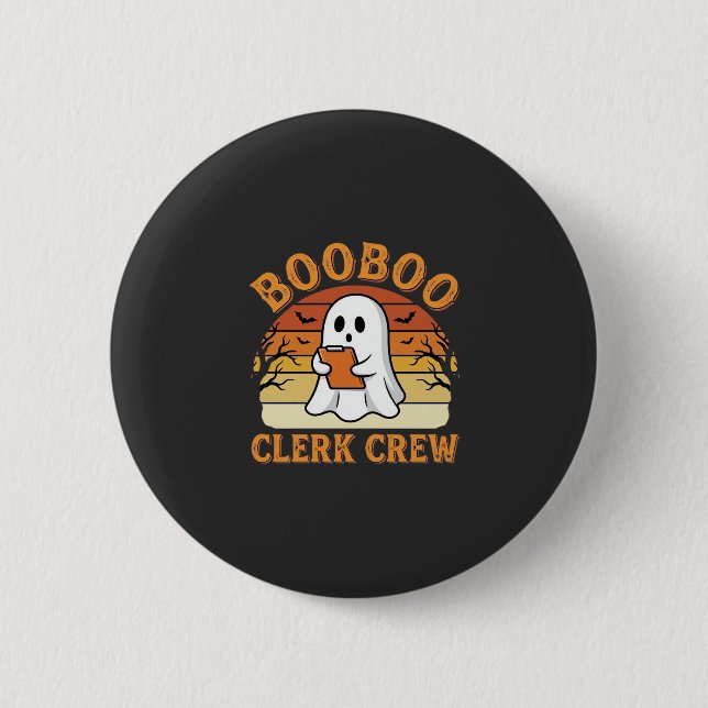 Booboo Clerk Crew Halloween-Geisterdesign_1 Button (Vorderseite)