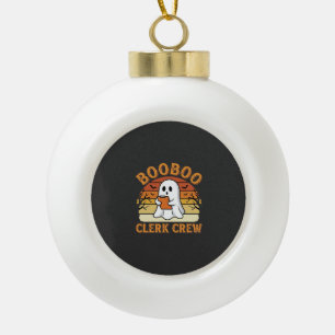 Booboo Clerk Crew Halloween-Geisterdesign_1 Keramik Kugel-Ornament