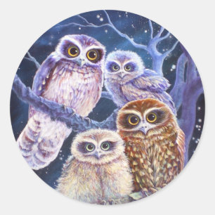 Boobook Owl Familie Runder Aufkleber