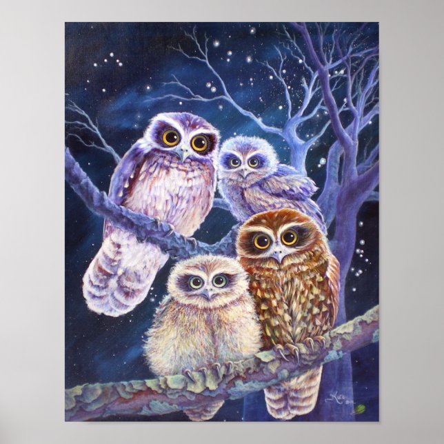 Boobook Owl Family. Poster (Vorne)