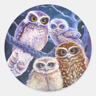 Boobook Owl Family Runder Aufkleber