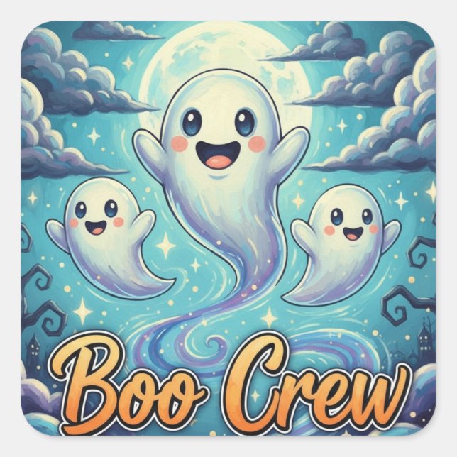 BooCrew Quadratischer Aufkleber (Vorderseite)