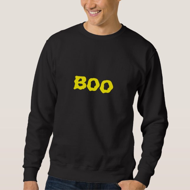 Boogelbe schwarze Sporentypografie Halloween Sweatshirt (Vorderseite)