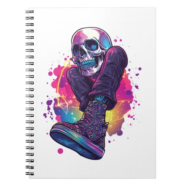 Boogie Bones - Funny 70er Disco Skull Notizblock (Vorderseite)