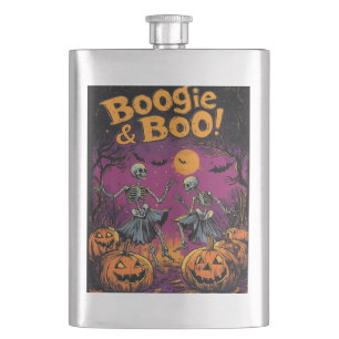 Boogie & Boo! - Halloween Skelette und Pumpkins Flachmann