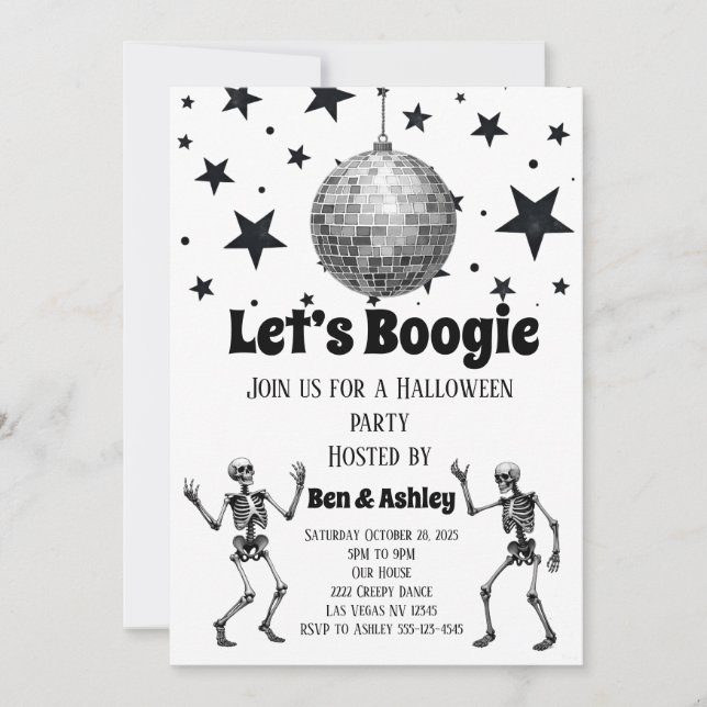 Boogie Dance Disco Ball Halloween-Party von lass Einladung (Vorderseite)