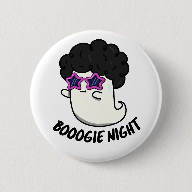 Boogie Night Funny Halloween Ghost Puff Button (Vorderseite)