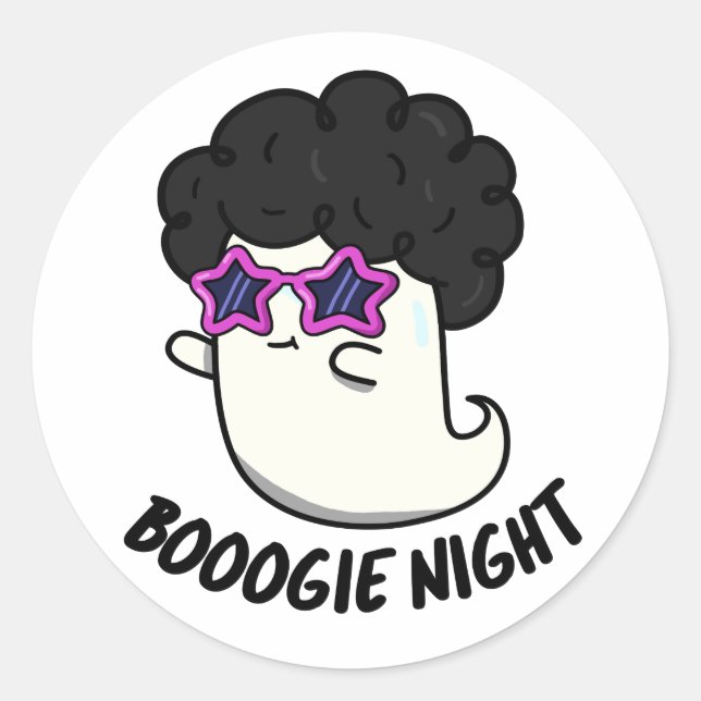 Boogie Night Funny Halloween Ghost Puff Runder Aufkleber (Vorderseite)