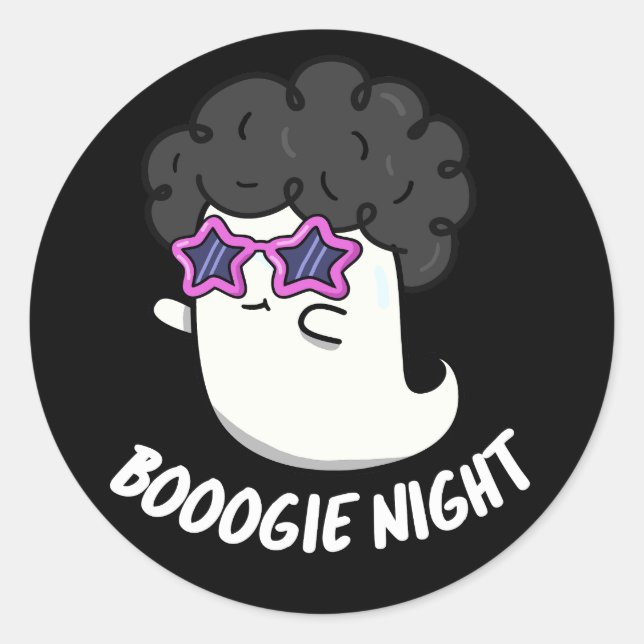 Boogie Night Funny Halloween Ghost Pun Dark BG Runder Aufkleber (Vorderseite)
