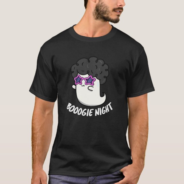 Boogie Night Funny Halloween Ghost Pun Dark BG T-Shirt (Vorderseite)