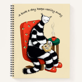 Book A Day Keeps Reality Away - Reading Cat Notizbuch