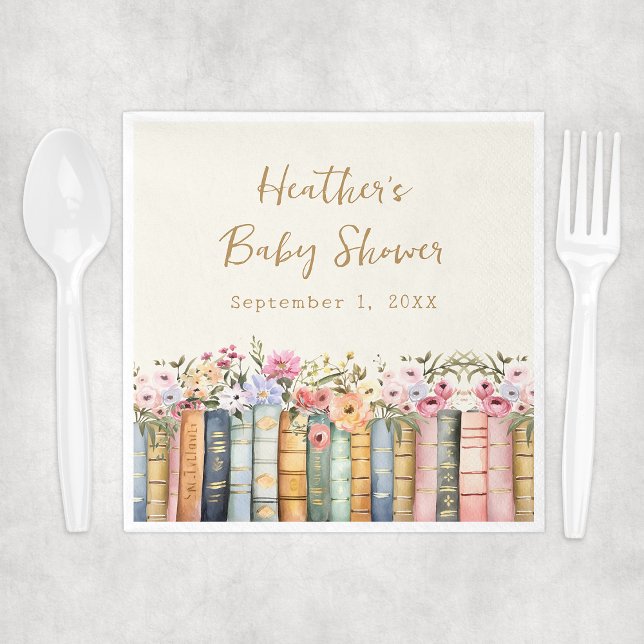 Book Baby Napkin Serviette (Wildflower Books Baby Shower Napkin by Painted Paperie
)