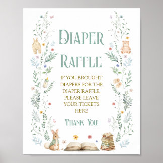 Book Baby Shower Diaper Raffle  Poster