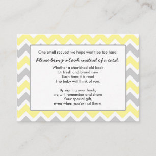 Book Baby Shower Einlegekarte gelb grau Zickzack Begleitkarte