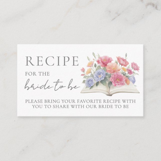 Book Bridal Shower Recipe Begleitkarte (Vorderseite)