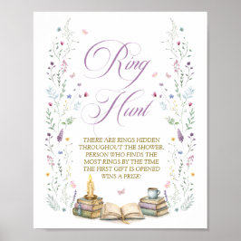 Book Bridal Shower Ring Hunt Game Poster