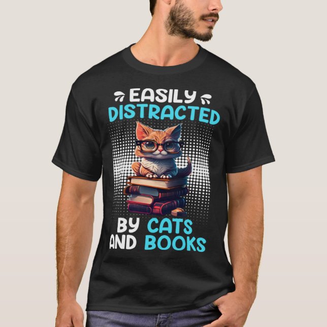 Book  Cat fan Bookworm Book Reader Bookfriend  2 T-Shirt (Vorderseite)