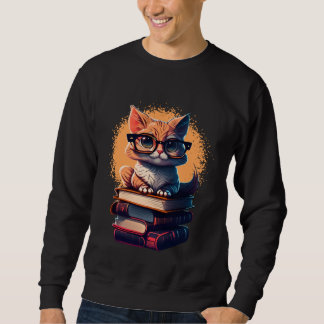 Book Cat fan bookworm Cats and Books 1 Sweatshirt