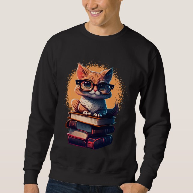 Book  Cat fan bookworm Cats and Books  1 Sweatshirt (Vorderseite)