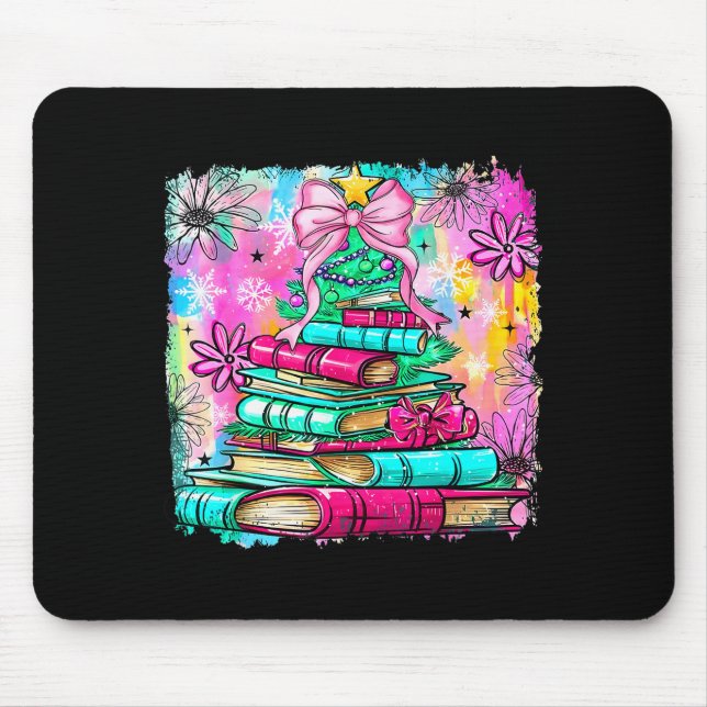 Book Christmas Tree Lights Teacher Librarian Book  Mousepad (Vorne)