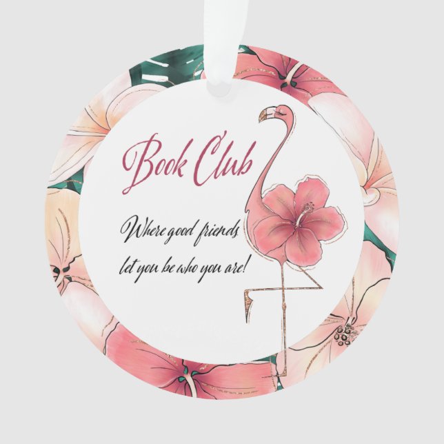 Book Club Chic Pink Flamingo Funny Friend Ornament (Vorderseite)