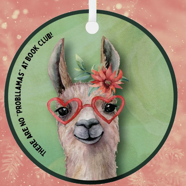 Book Club Funny Llama Keramik Ornament (Book Club Fun Holiday Ornament. Perfect for your book loving friends. )