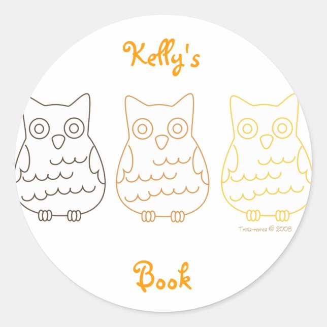 Book Club Owls Runder Aufkleber (Vorderseite)