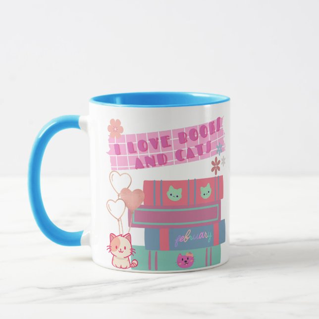 Book Coquette - I Love Books & Cats - Bookish  Tasse (Links)