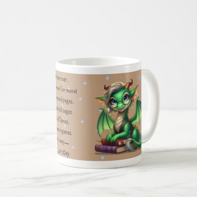 Book Dragon Classic Keramik Boho Gift Tasse (VorderseiteRechts)